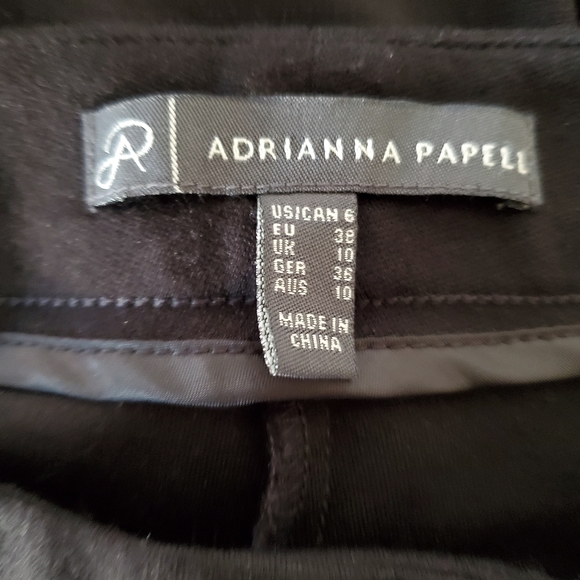ADRIANNA PAPELL Women Sz 6 Skinny Ankle Moto Black Pants Zip Pockets Stretch EUC - Picture 2 of 12